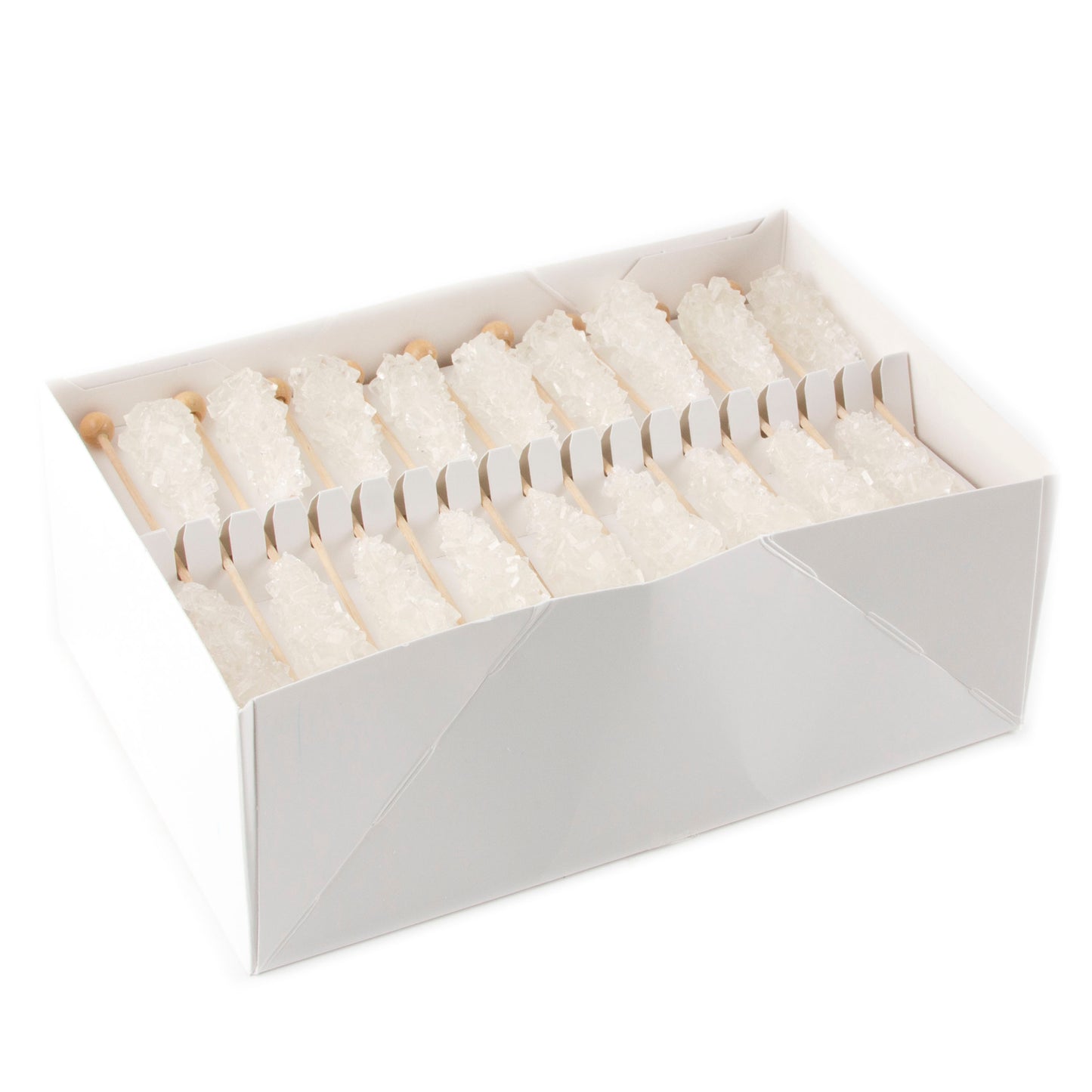 White Unwrapped Rock Candy Crystal Sticks - 72CT Box