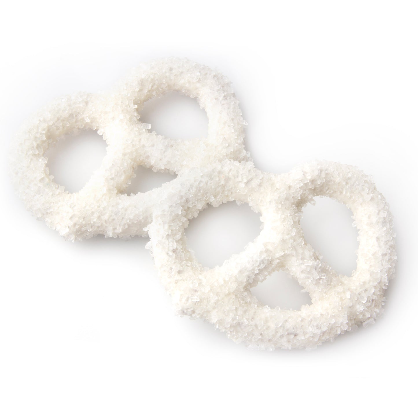 White Chocolate Covered Pretzels with White Sugar Crystals