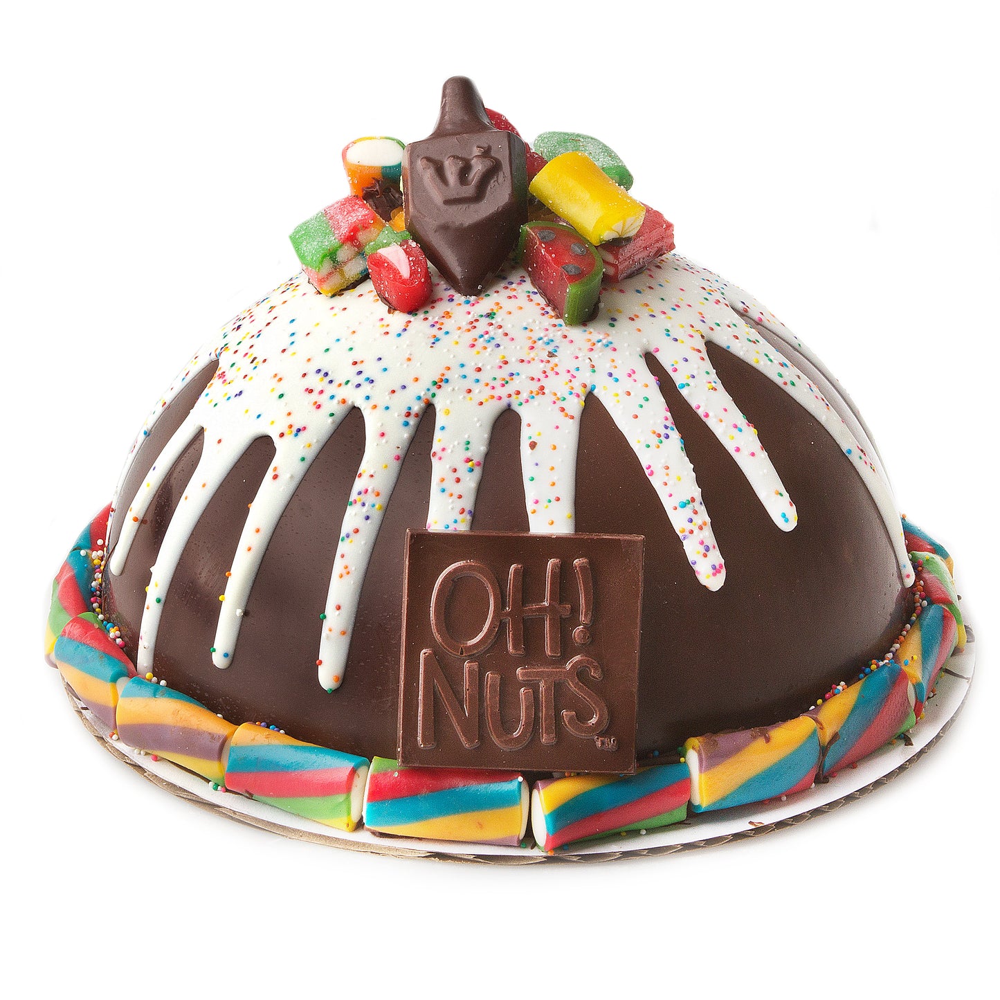 Hand Made Dome Chanukah Belgian Chocolate & Candies SMASH CAKE
