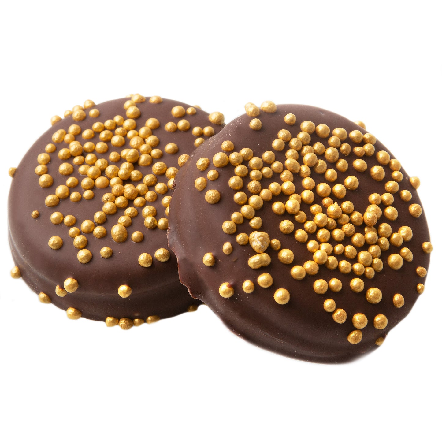 Gold Pearls Dark Chocolate Coated Sandwich Cookies