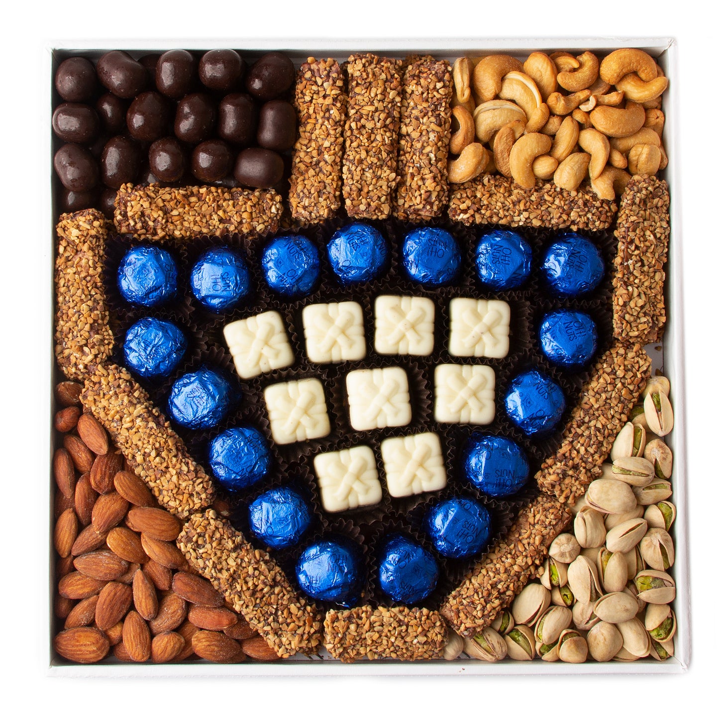 Hanukkah Dreidel Chocolate & Nuts Leather Gift Basket