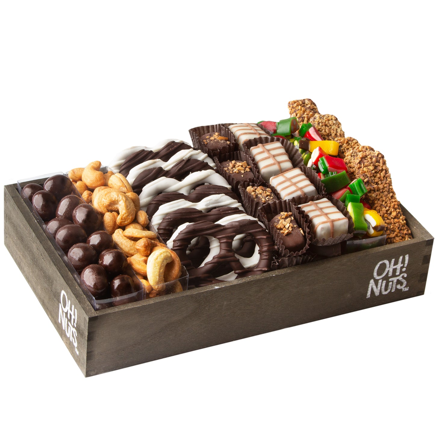 Wooden Chocolate, Pretzels & Candy Line Up - Small 10.5"