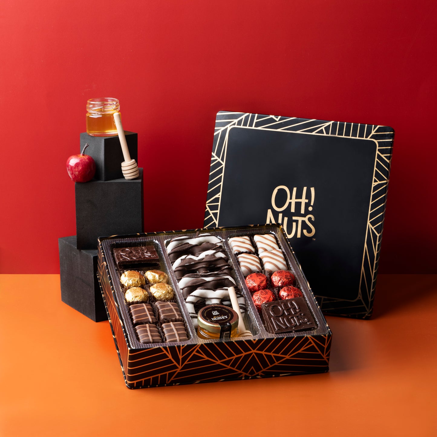 Rosh Hashanah Square Tin Chocolate Gift Basket
