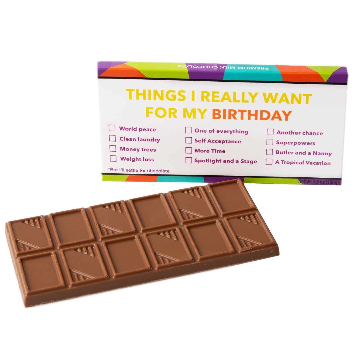 Things I Really Want For My Birthday List' Humor Chocolate Bar Favor