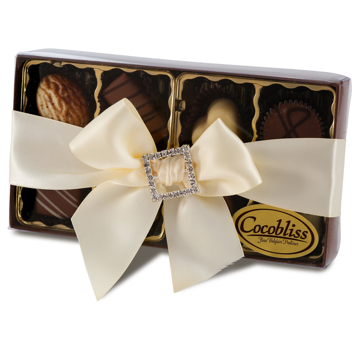 Premium Belgium Truffles Clear Ivory Box - 8 PC Box
