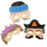 Mordechai, Esther & Haman Masks - 3Pk