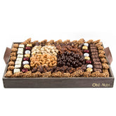 Wooden Gourmet Nuts and Chocolate Signature  Line Up Basket Gift - X-Large 18"