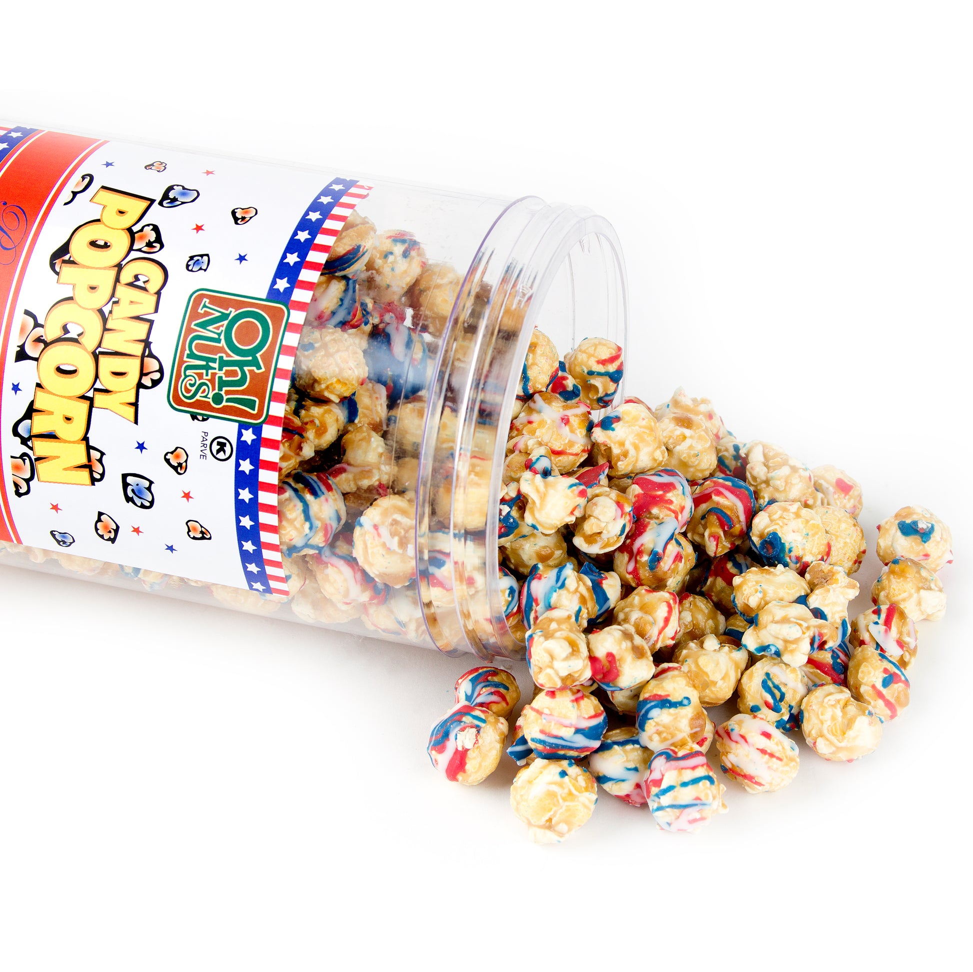 Patriotic White Chocolate Drizzled Caramel Popcorn - 11 oz Tub