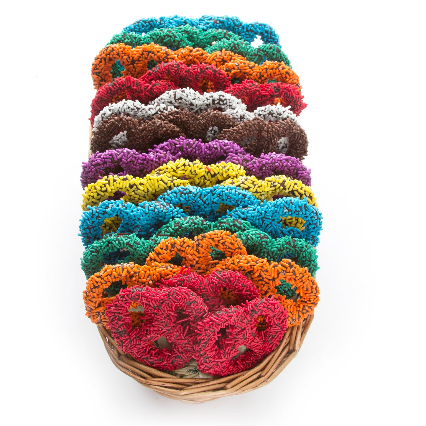 Rainbow Sprinkle Chocolate Pretzel Gift Basket
