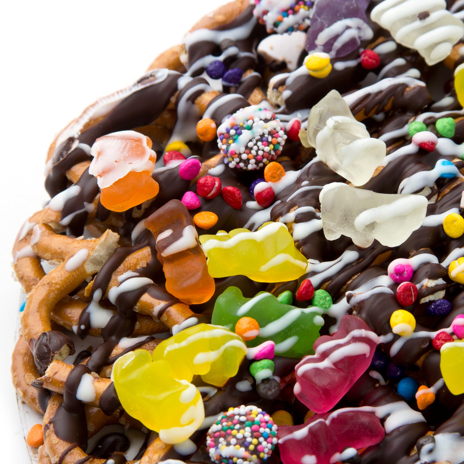 Chocolate Pretzel Pie With Gummy Bears
