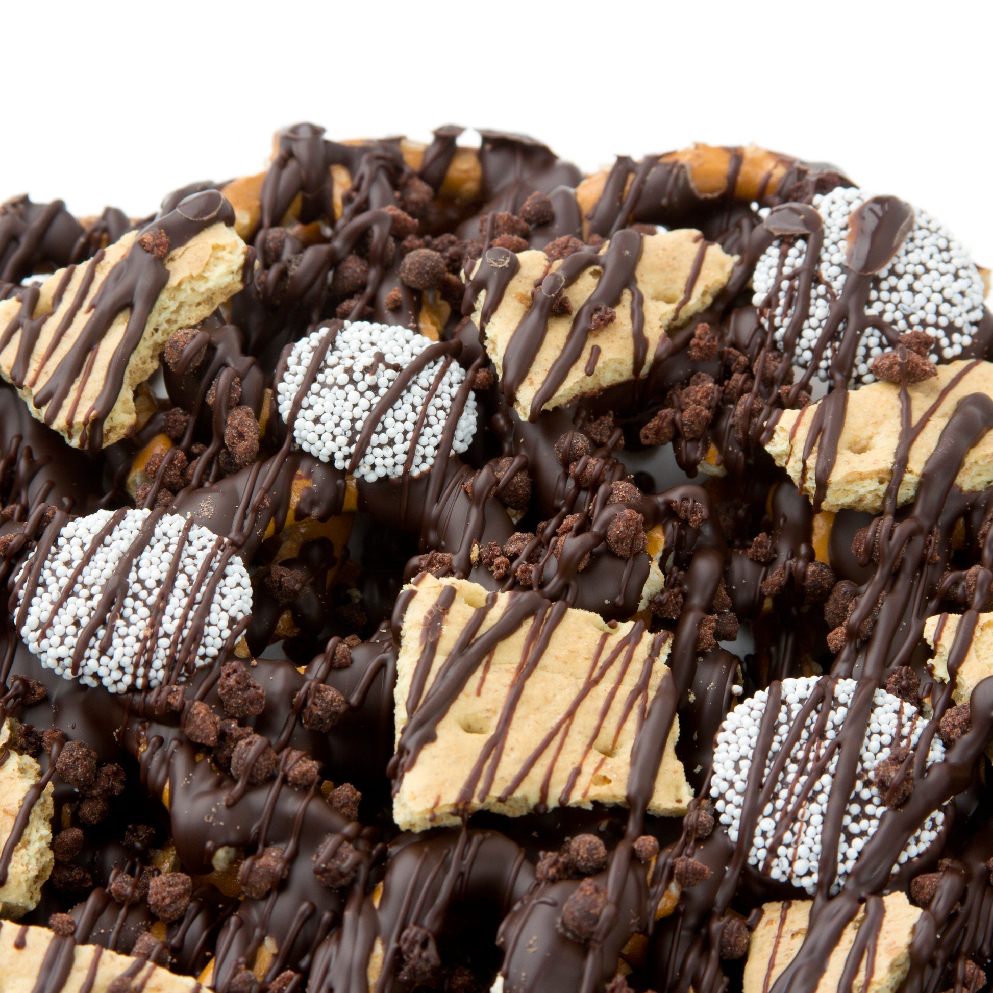 Chocolate Pretzel Pie With Biscuit and Nonpareils