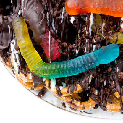 Chocolate Pretzel Pie With Gummy Snakes - 12" Pie