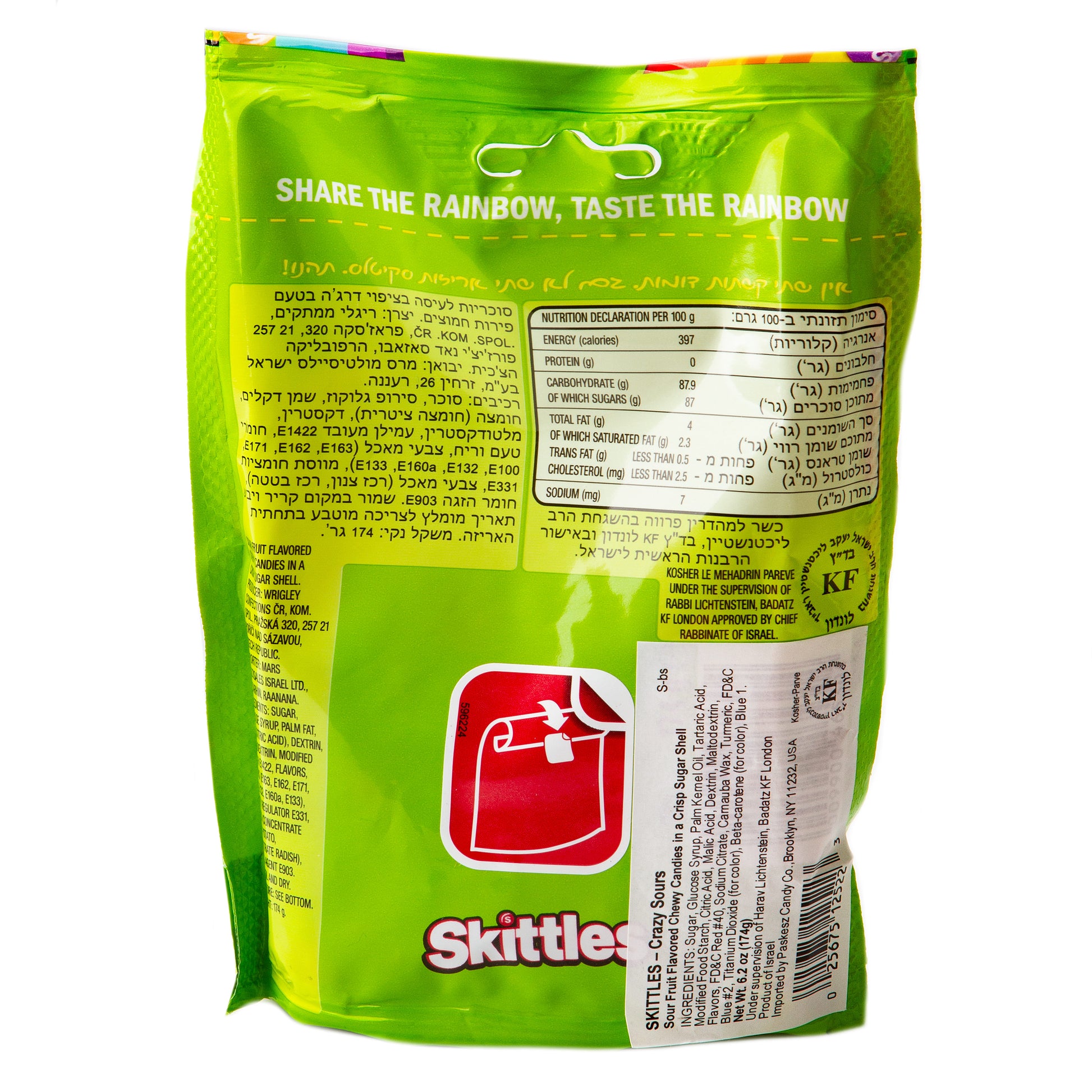 Kosher Skittles - Crazy Sours - 6.2 oz Bag