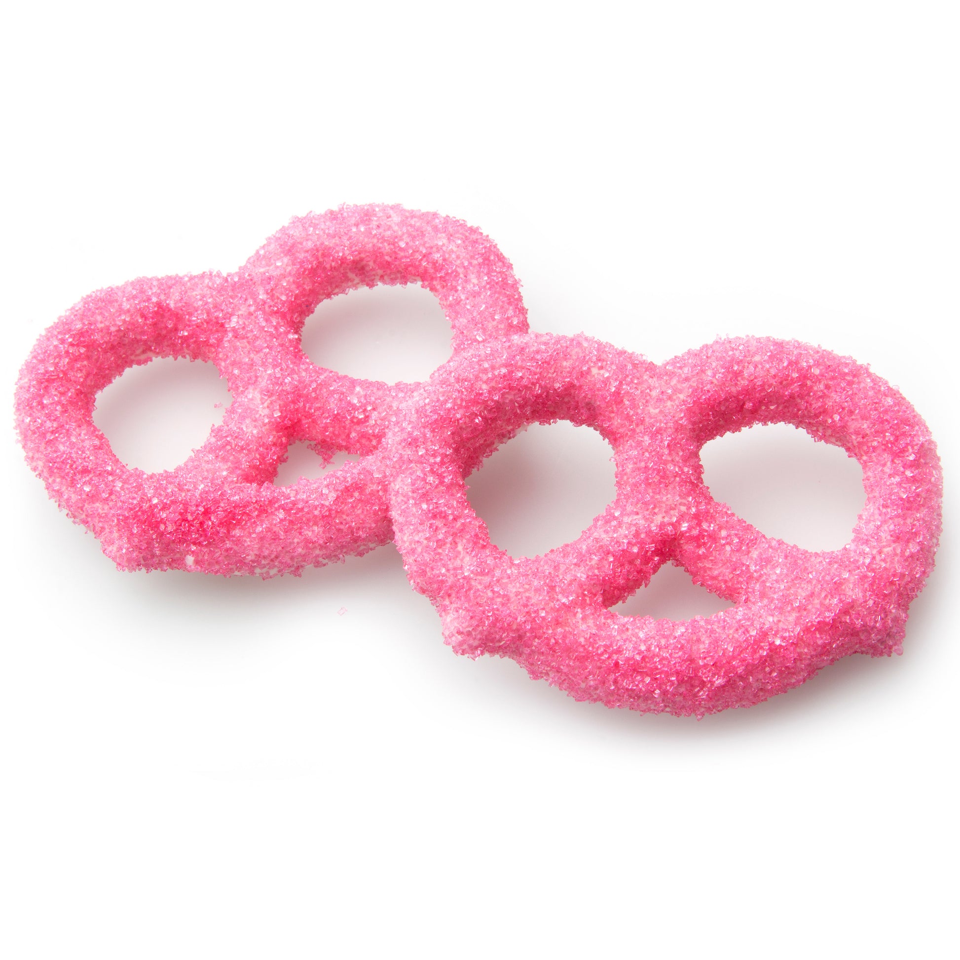 White Chocolate Covered Pretzels with Pink Sugar Crystals