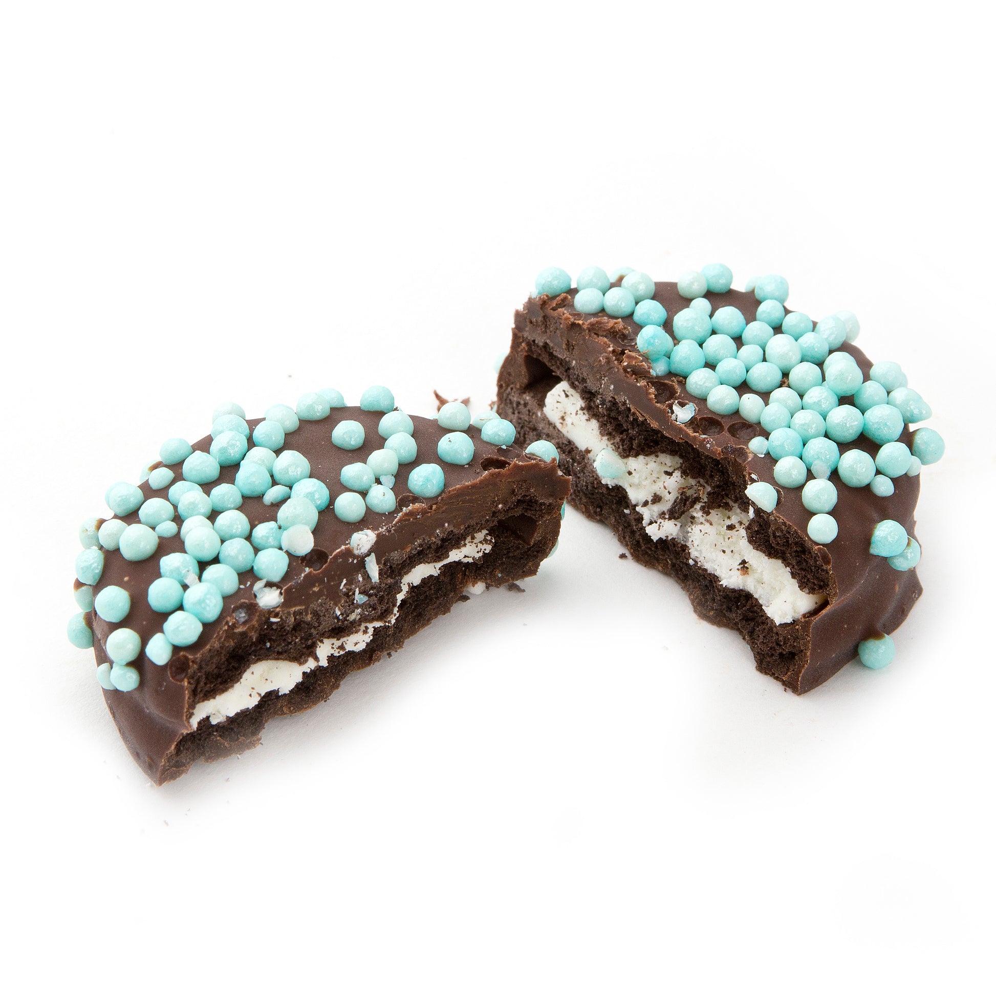 Blue Pearls Dark Chocolate Coated Sandwich Cookies