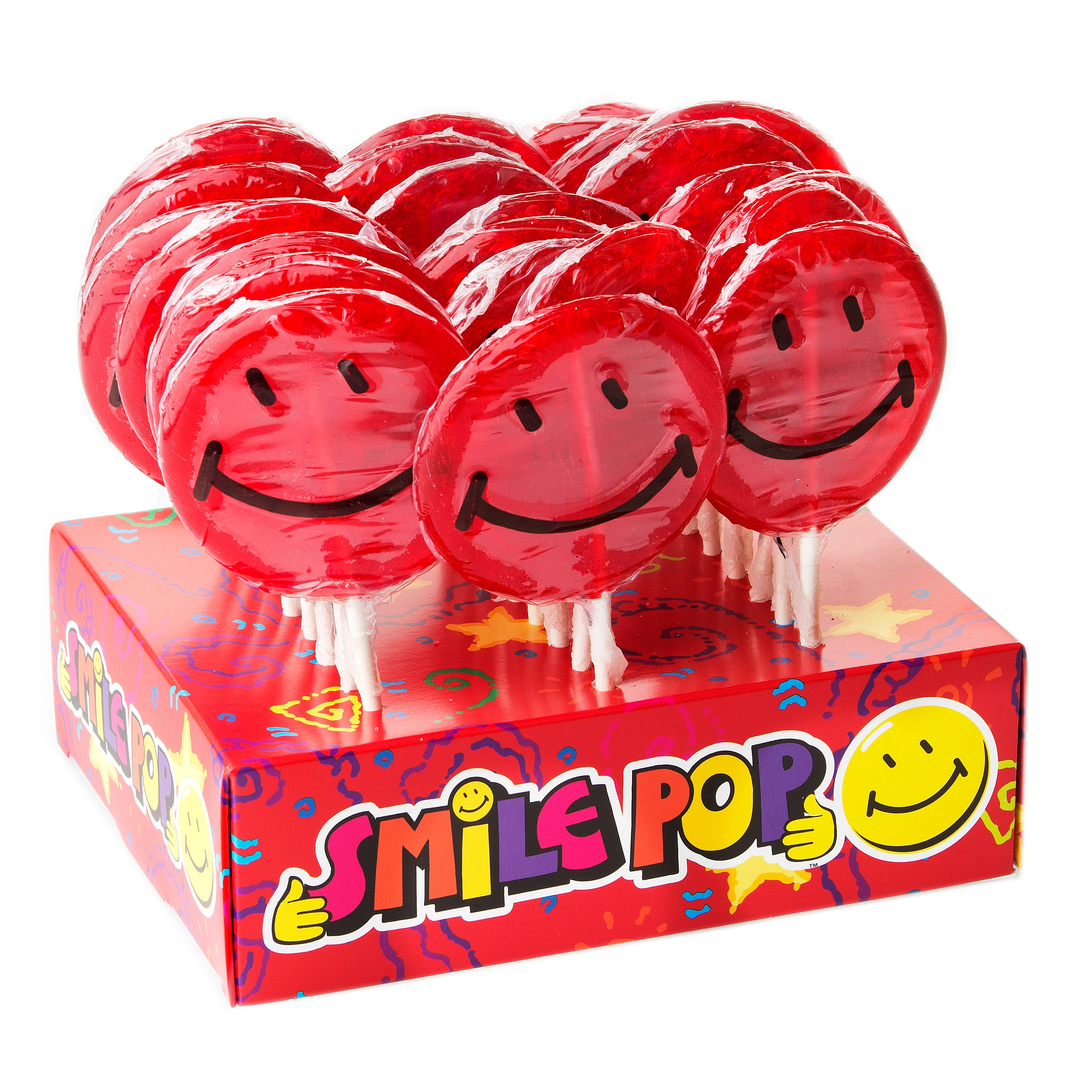 Smile Candy Red Smiley Face Lollipops - 24CT Display Box – Oh! Nuts
