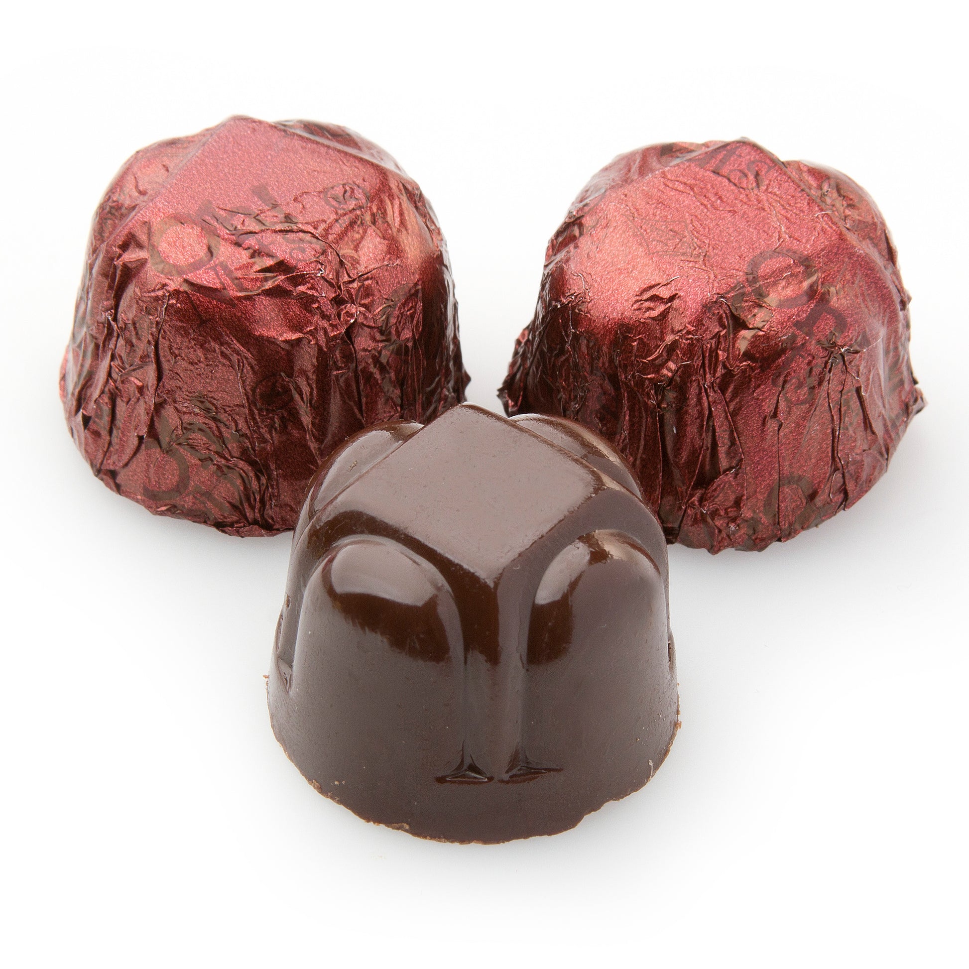 Non-Dairy Hazelnut Burgundy Foiled Chocolate Truffles