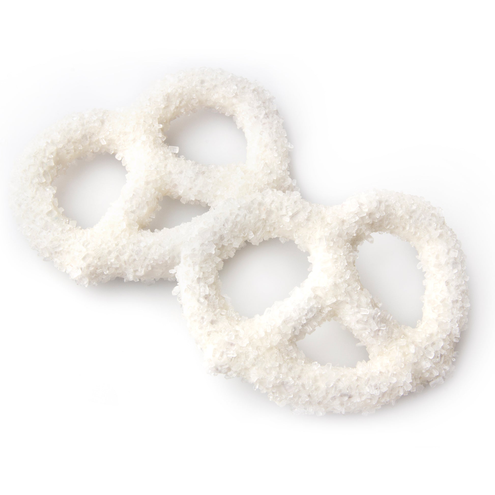 White Chocolate Covered Pretzels with White Sugar Crystals
