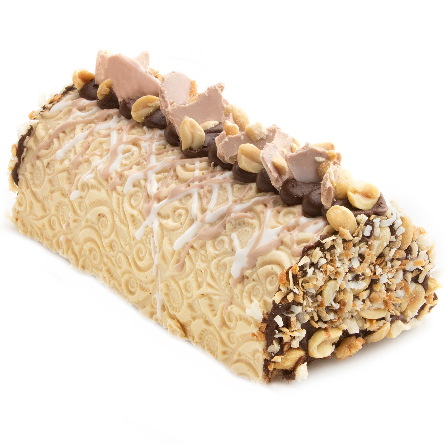 Hand-Crafted Embossed Peanut-Butter Truffle Chocolate Log