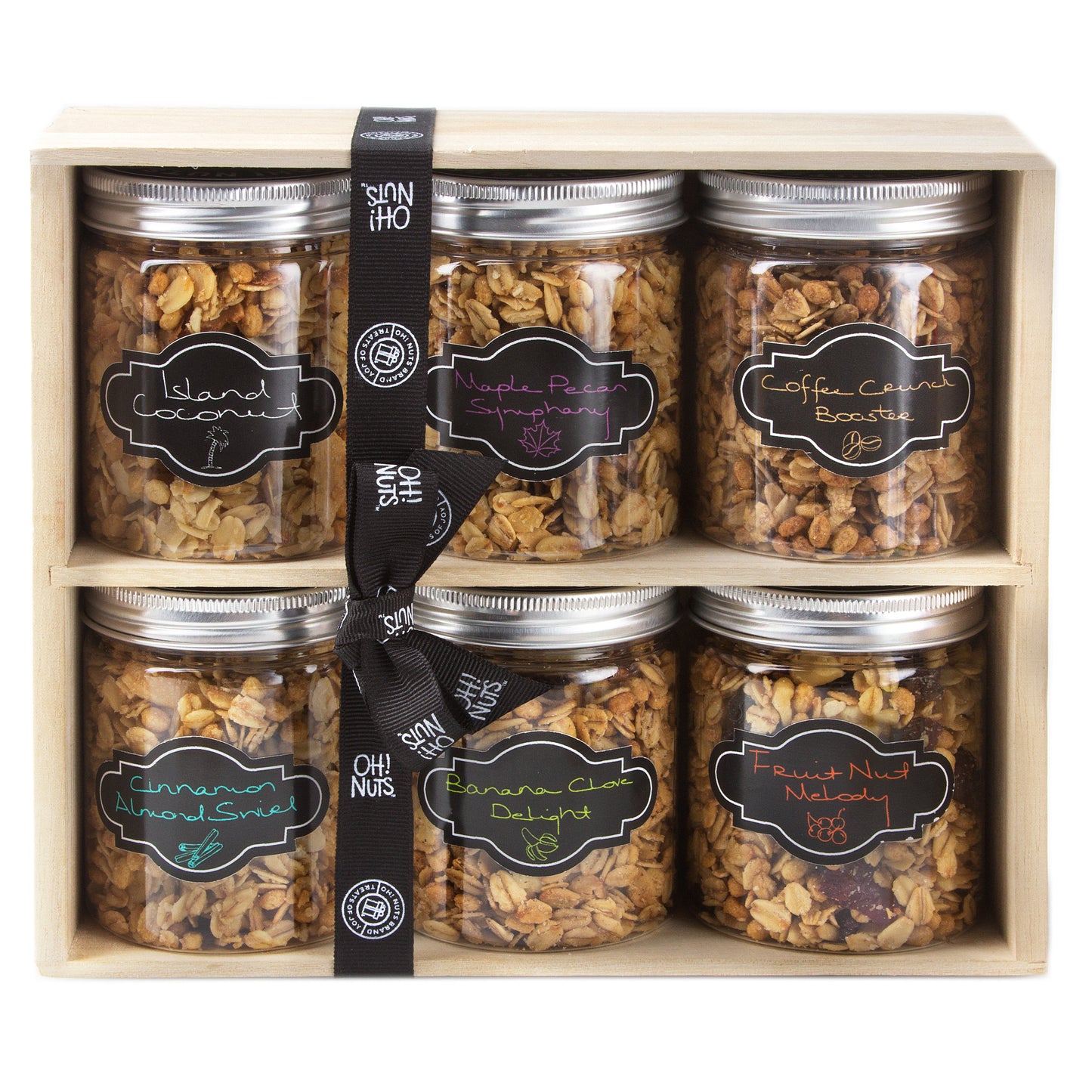 Oh! Nuts® Granola Unique Gift Box - 6 Flavor Jars