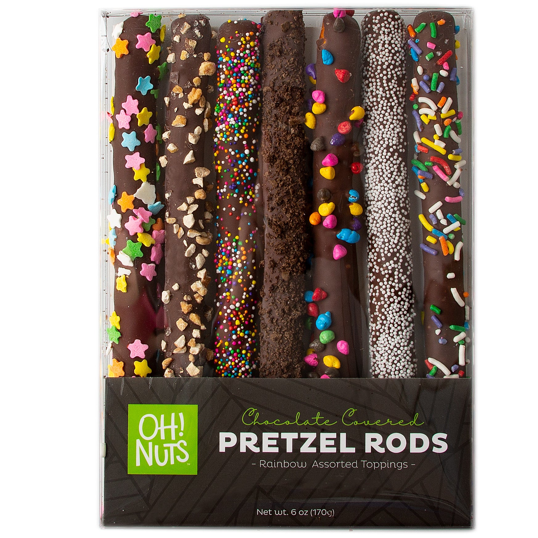 Rainbow Chocolate Covered Pretzel Rods Gift Box