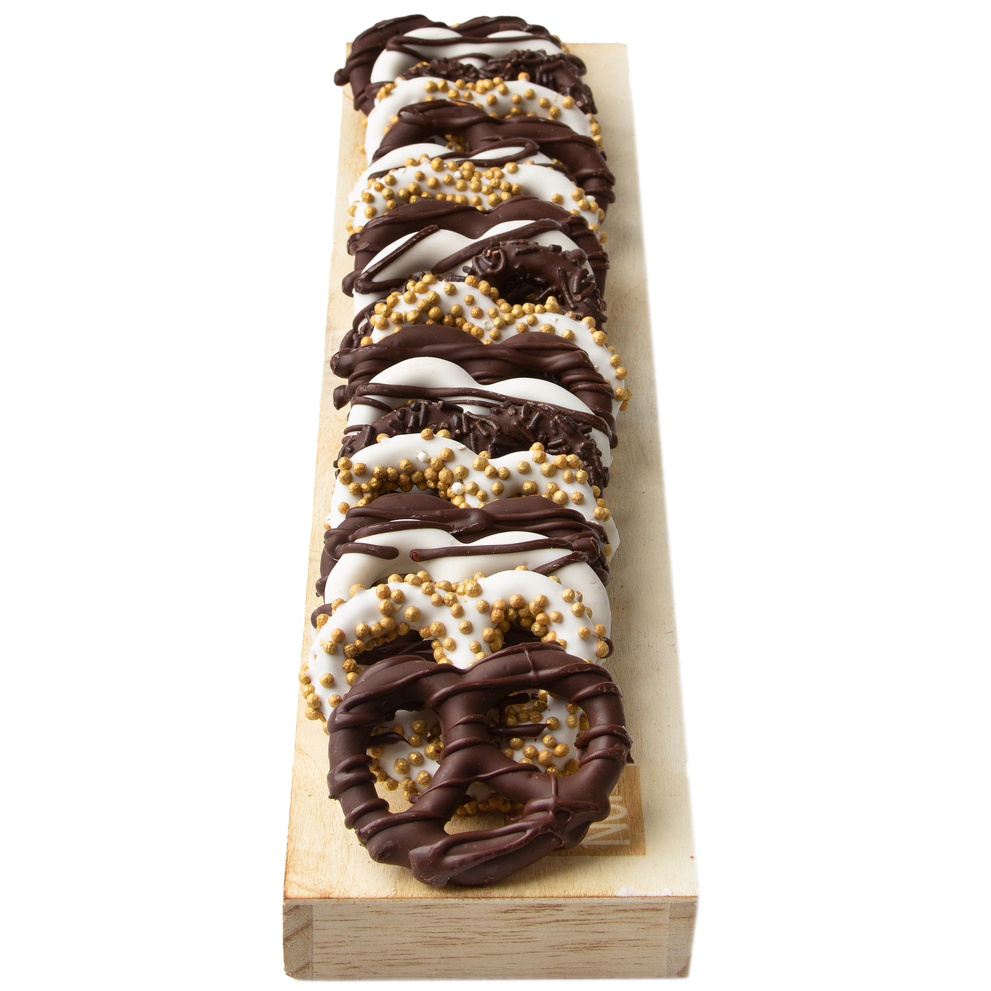 Stylish Wooden Chocolate Pretzel Tray Gift Basket