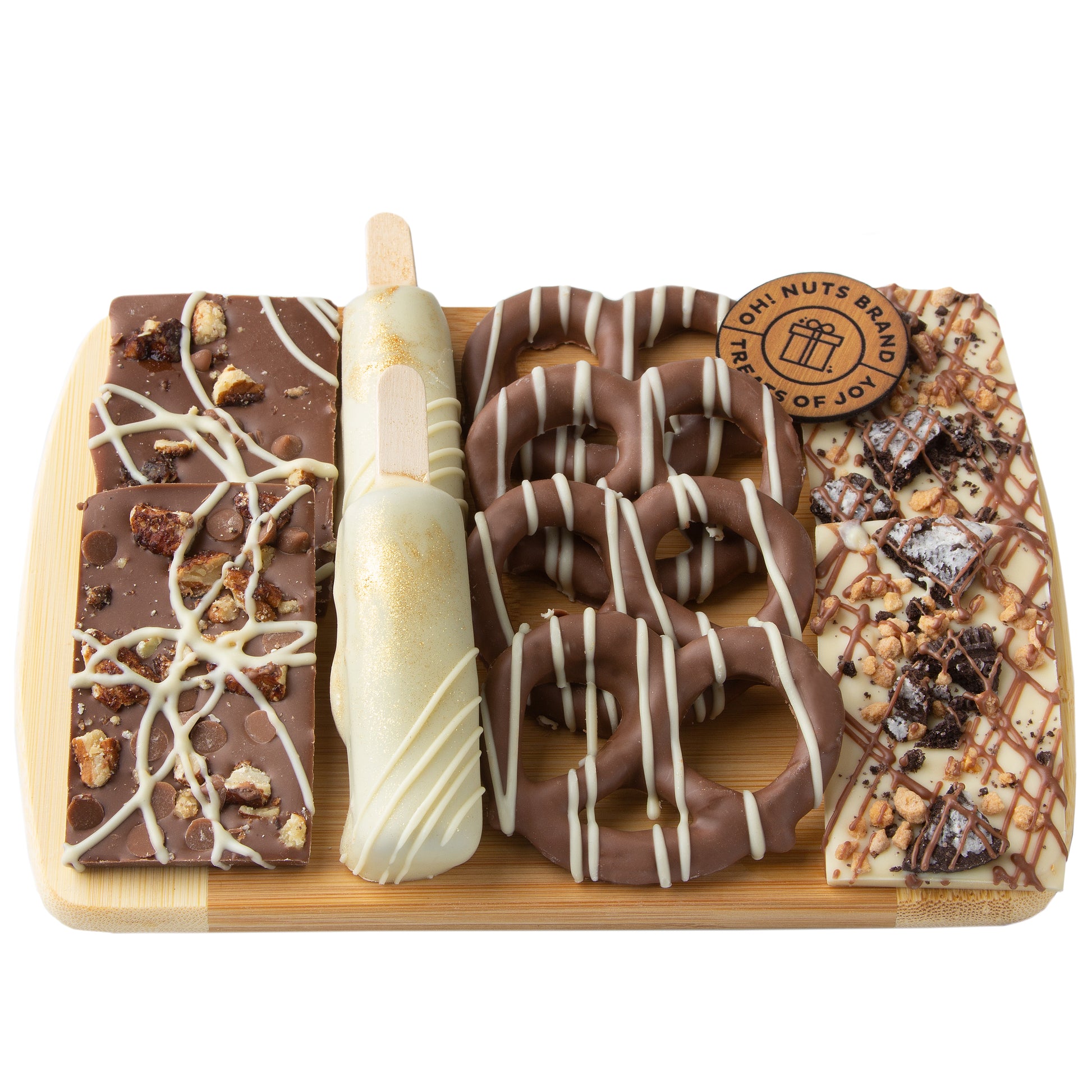 Shavuos Dairy Truffle & Pops Wooden Cutting Board Gift Tray