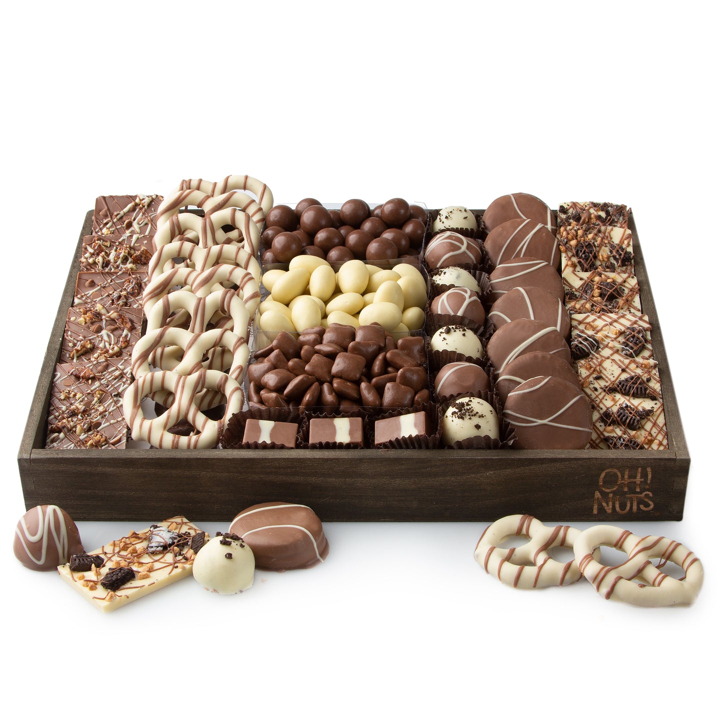 Shavuos Dairy Truffle Line Up Wood Gift Tray - 14