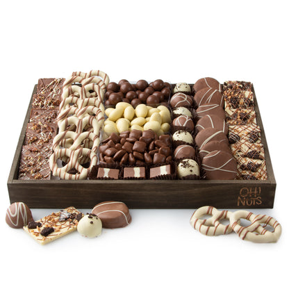 Shavuos Dairy Truffle Line Up Wood Gift Tray - 14