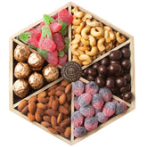 6 Section Candy, Nuts & Chocolate Wooden Platter