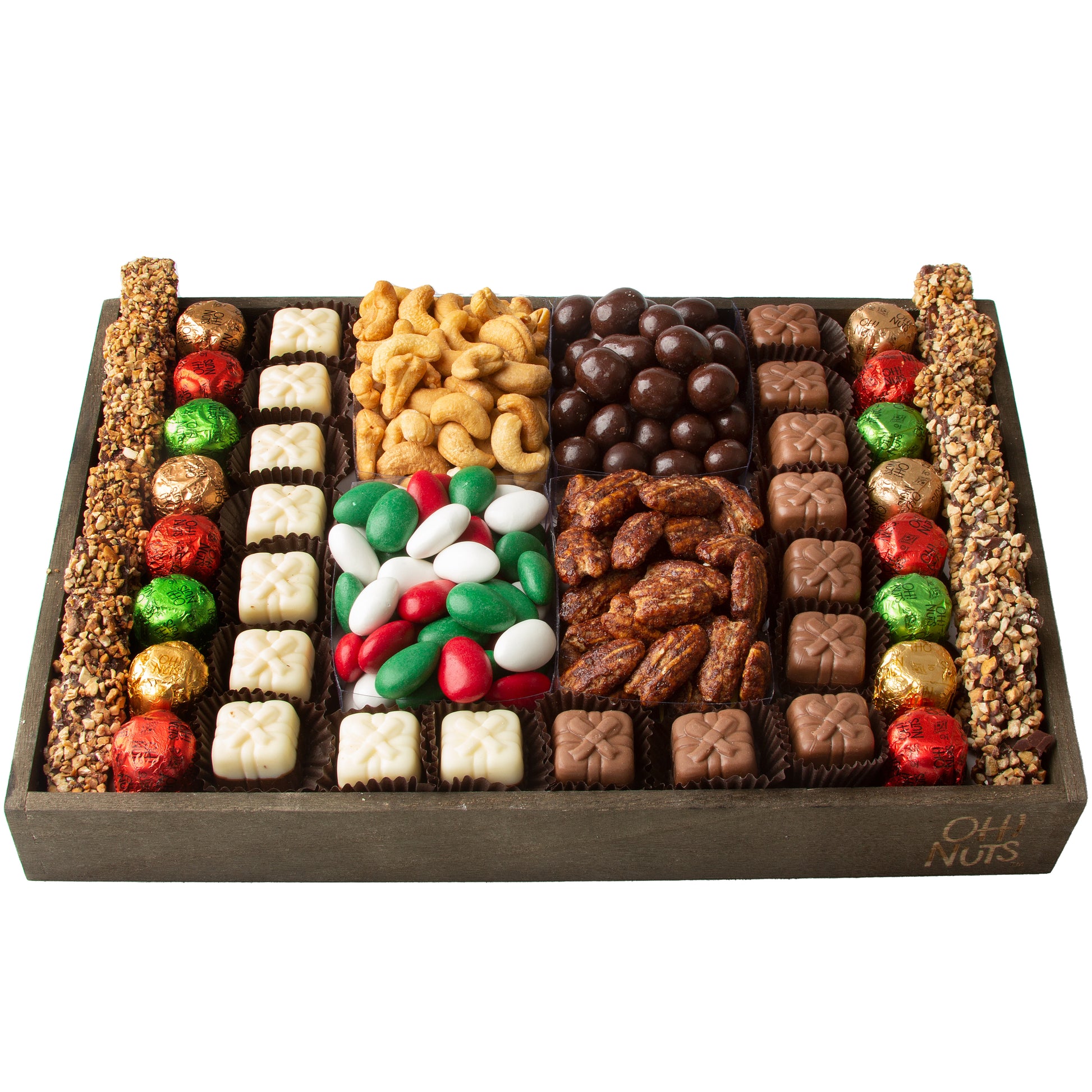 Holiday Signature Wooden Nuts, Candy & Chocolate Gift Tray