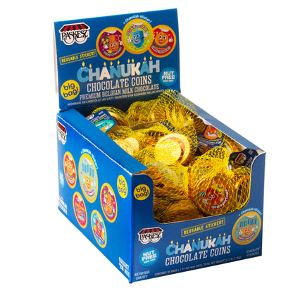 Nut-Free Dairy Chanukkah Chocolate Big Bag Coins With Reusable Stickers