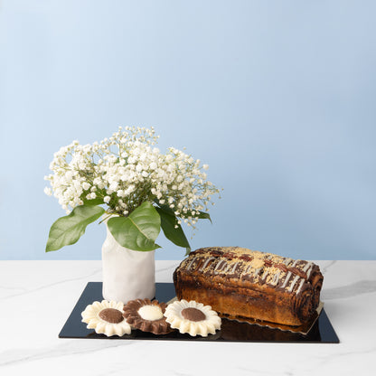 Shavuos Dairy Chocolate Cheese Babka Cake Fresh Flowers Gift Tray