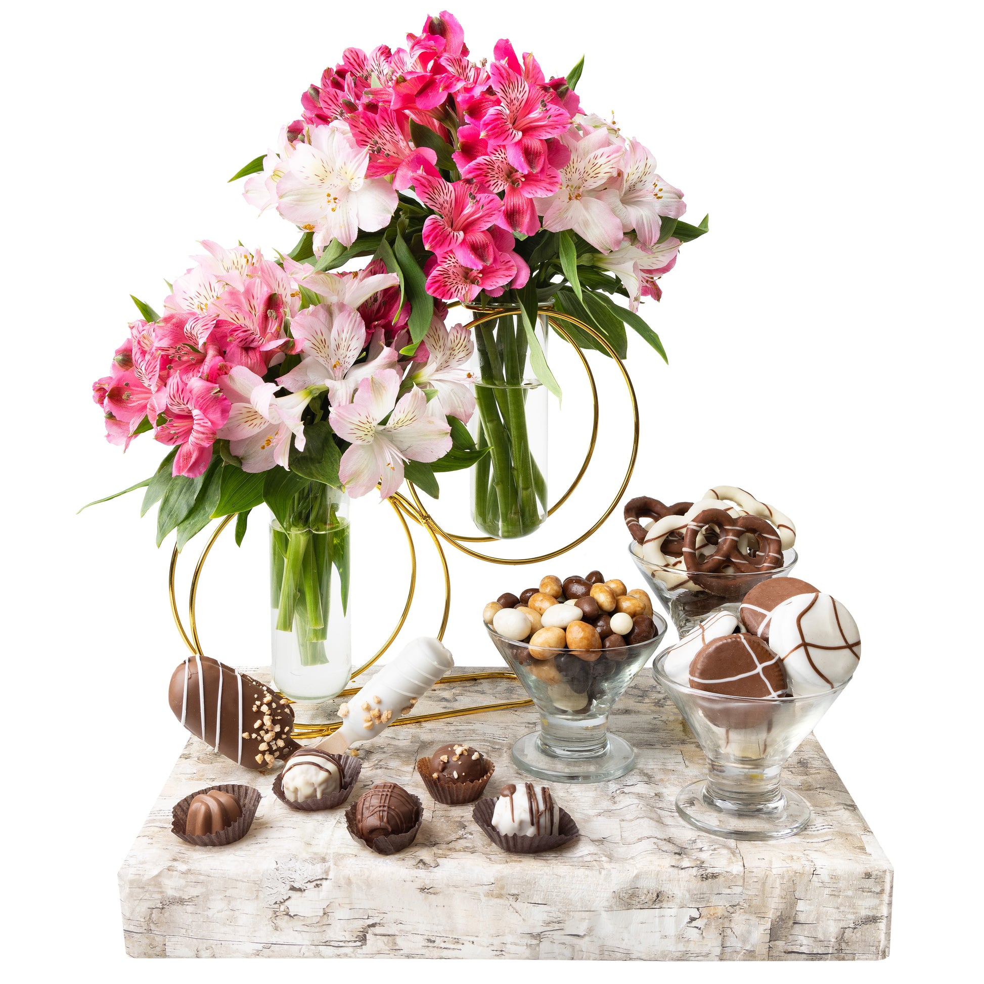 Shavuos Dairy Chocolate XL Vase Fresh Flowers Gift Basket
