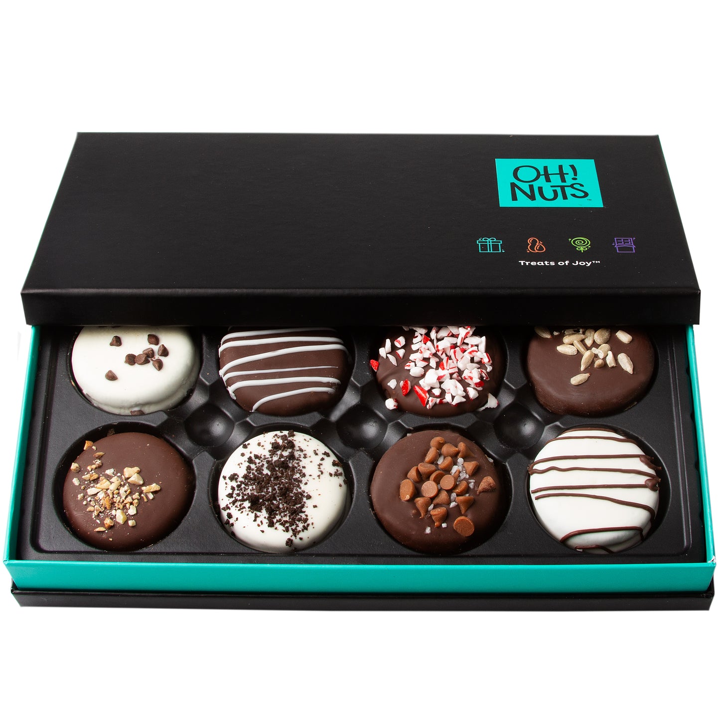 8 Variety Gourmet Chocolate Covered Sandwich Cookies Gift Box