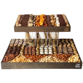2-Tier Nuts & Chocolate Wood Tray Gift Basket