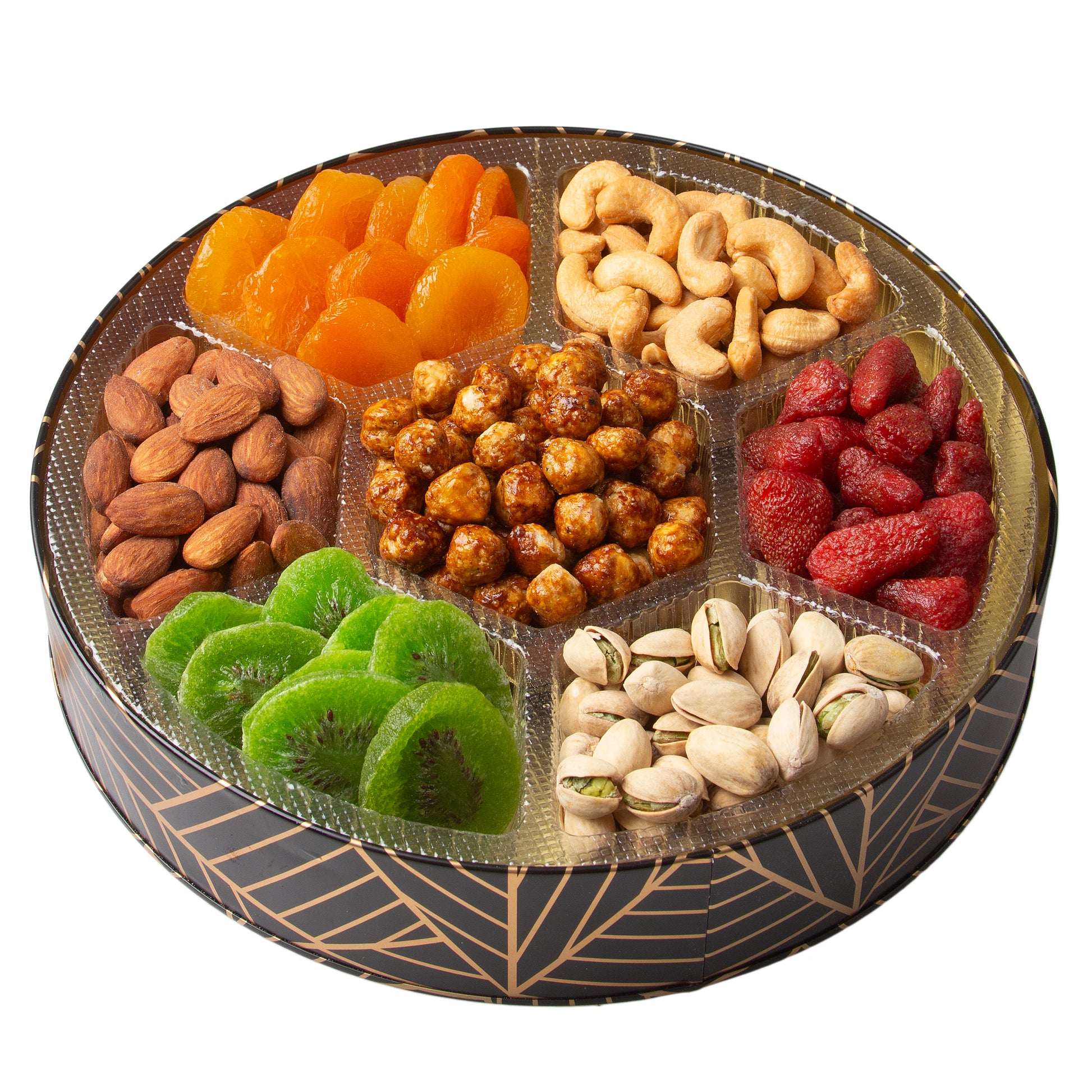 Oh! Nuts 7 Section Dried Fruits & Nuts Round Gift Tin