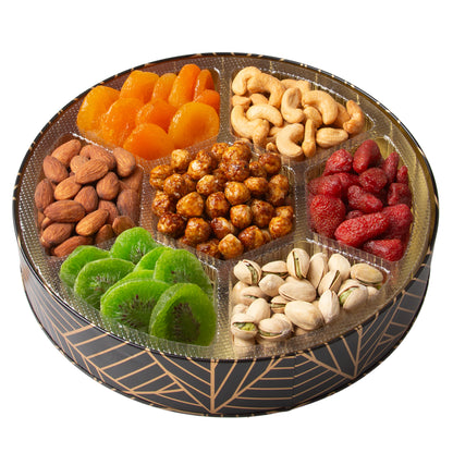Oh! Nuts 7 Section Dried Fruits & Nuts Round Gift Tin