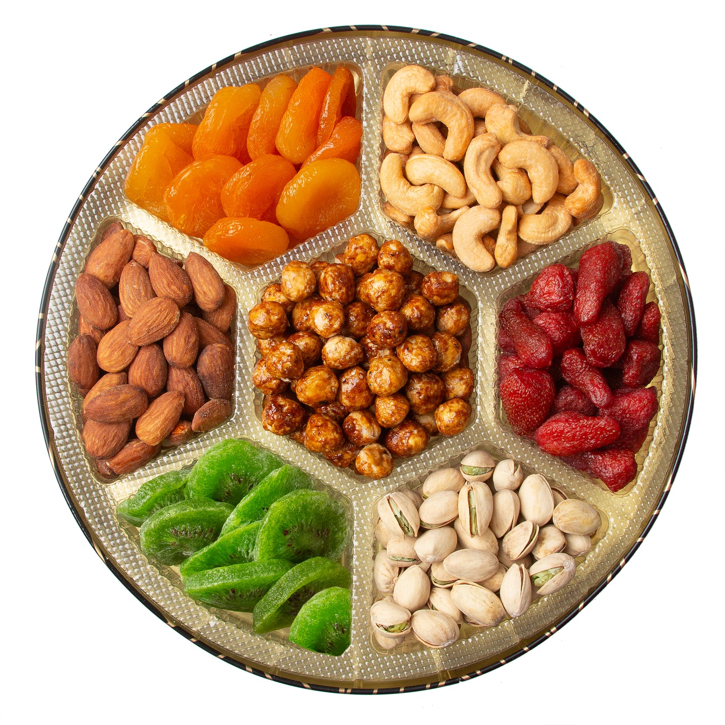 Oh! Nuts 7 Section Dried Fruits & Nuts Round Gift Tin