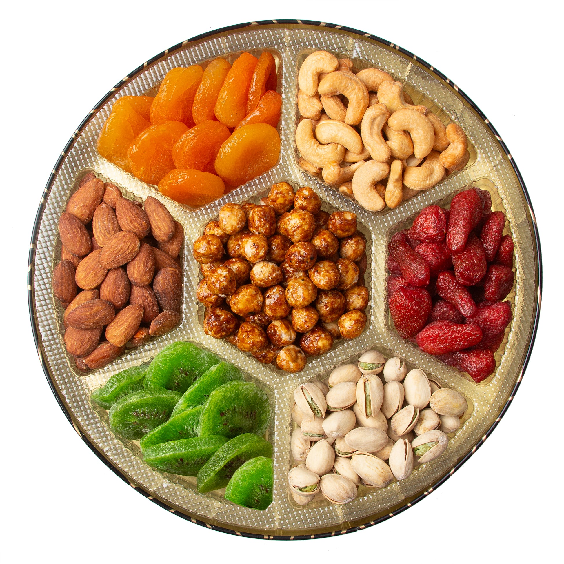 Oh! Nuts 7 Section Dried Fruits & Nuts Round Gift Tin