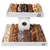 2-Tier White Wooden Chocolate & Nuts Gift Basket