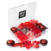 Red Candy & Chocolate Lucite Sectional Gift Basket