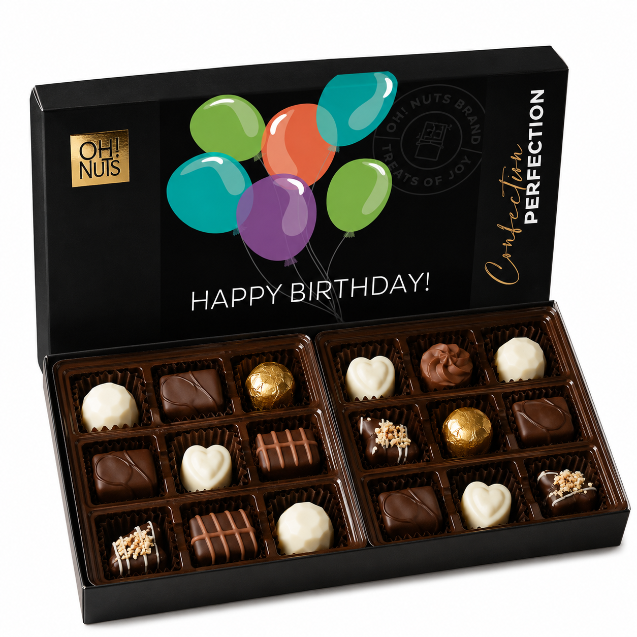 "Happy Birthday" Non-Dairy Chocolate Truffle Gift Box - 18Pc.