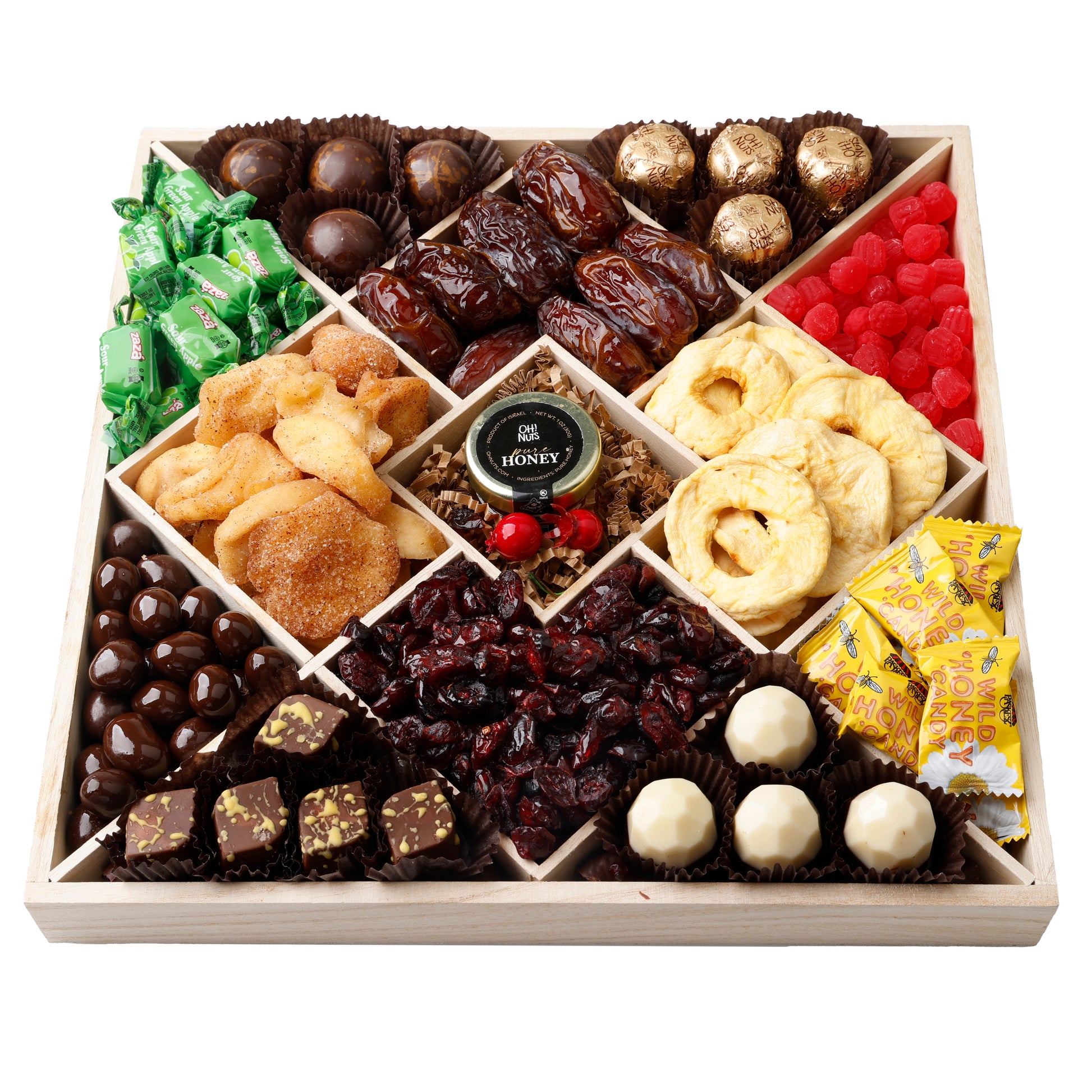 Rosh Hashanah 13 Sectional Wooden Gift Basket