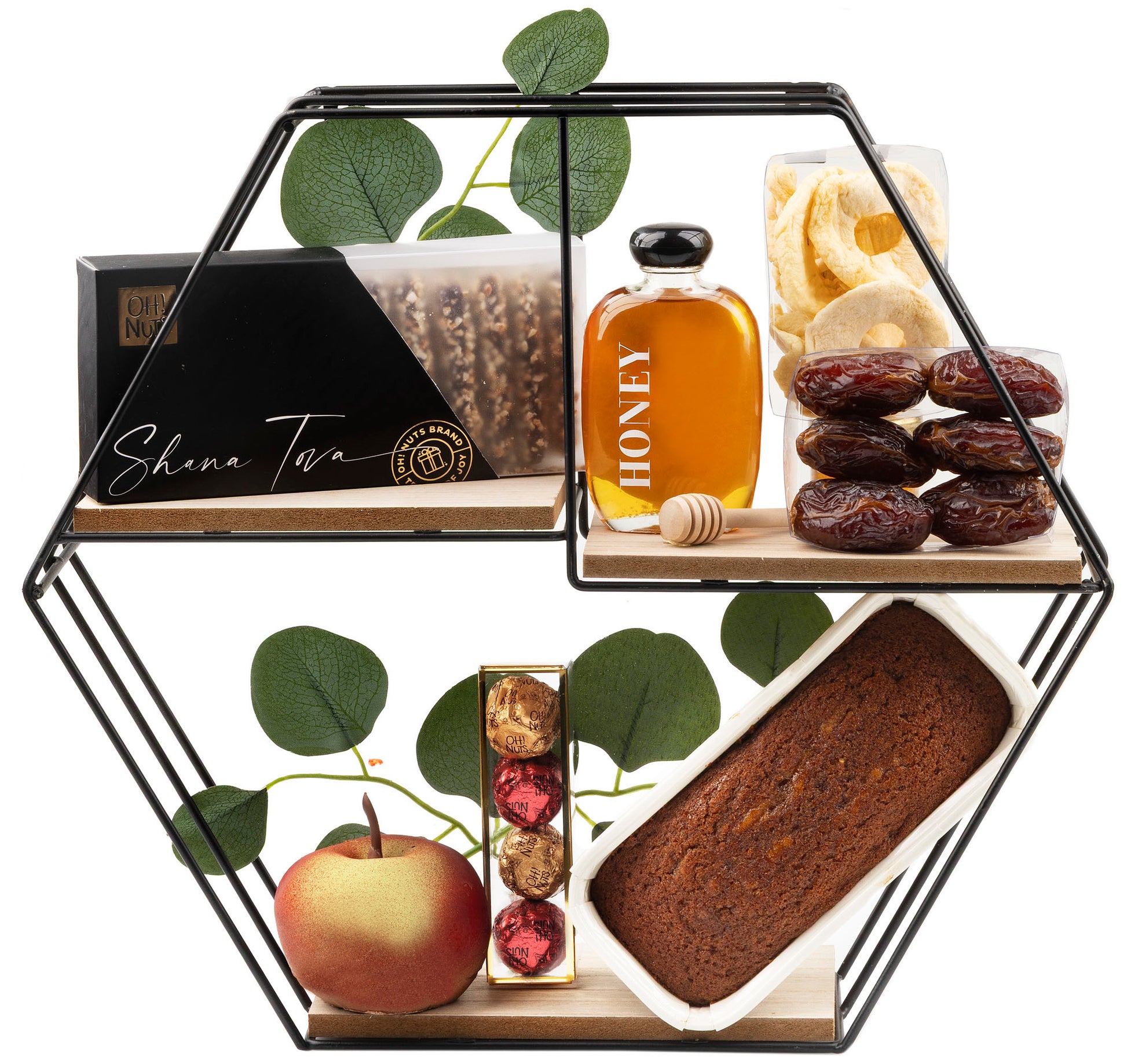 Rosh Hashanah Hexagon Display Shelf Gift Basket